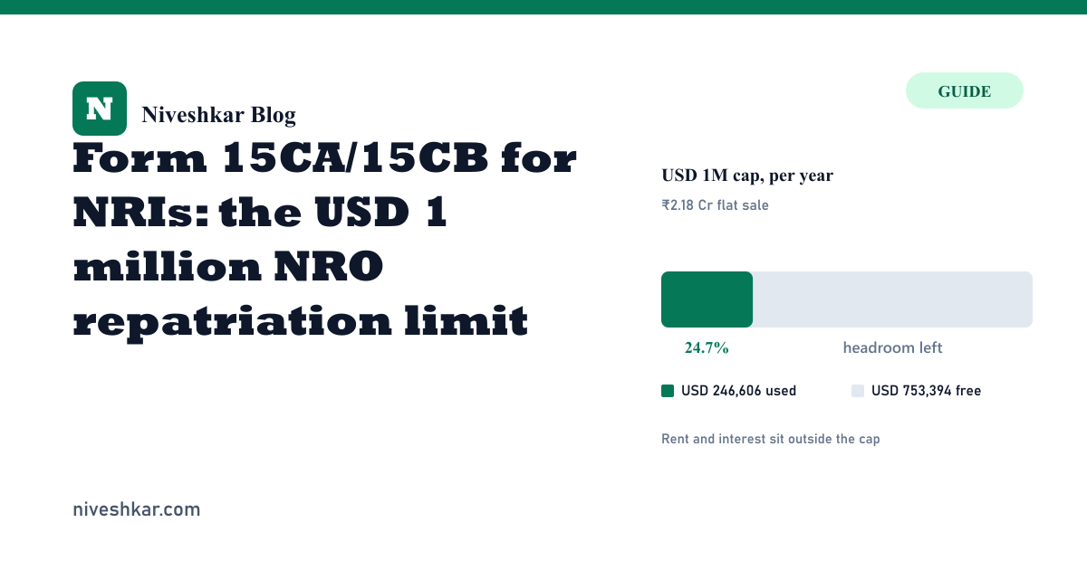 Form 15CA/15CB for NRIs: the USD 1 million NRO repatriation limit